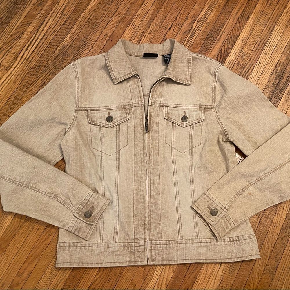 Vintage NY Jeans tank/khaki color full zip jean jacket
